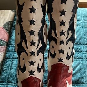 Patriotic red, white and blue star boots.